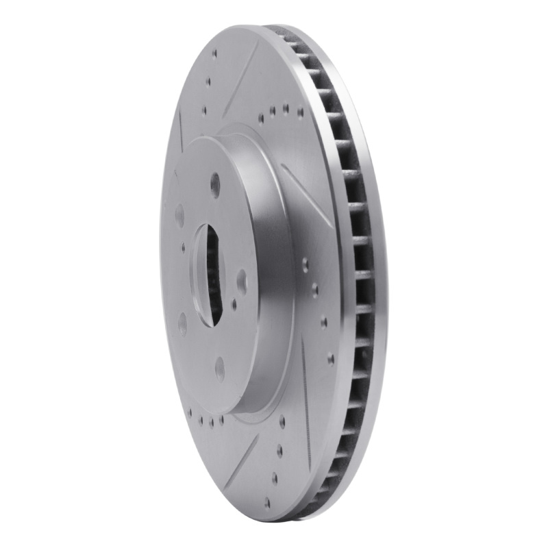 Lexus IS250 Brake Rotor (1) - Front Left - R1 Concepts - Drilled & Slotted - Silver - `02-`15